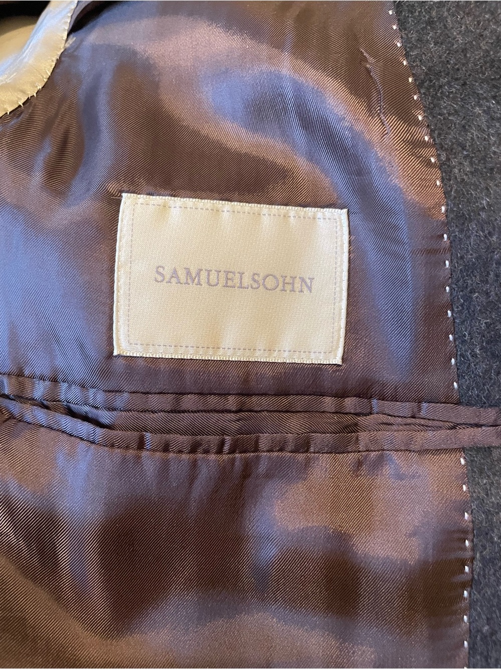 SAMUELSOHN Mens 42R Cashmere Mink Blazer Charcoal Gray Made in Canada 2 Button - Picture 8 of 12